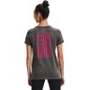 imageUnder Armour Womens New Freedom Logo TShirtCharcoal Medium Heather 019Virtual Pink