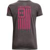 imageUnder Armour Womens New Freedom Logo TShirtCharcoal Medium Heather 019Virtual Pink
