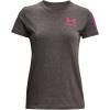 imageUnder Armour Womens New Freedom Logo TShirtCharcoal Medium Heather 019Virtual Pink