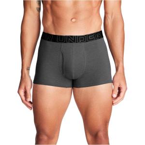 imageUnder Armour Mens 3Pack Performance Cotton Trunks Boxer Briefs with 3quot Inseam AllDay ComfortCastlerock Heather  Core