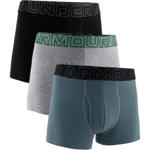 imageUnder Armour Mens 3Pack Performance Cotton Trunks Boxer Briefs with 3quot Inseam AllDay ComfortJasper Blue