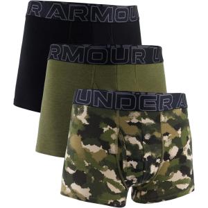 imageUnder Armour Mens 3Pack Performance Cotton Trunks Boxer Briefs with 3quot Inseam AllDay ComfortMarine Od Green