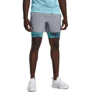 imageUnder Armour Mens Launch Run 5inch 2in1 Shorts035 Steel  Neo Turquoise  Reflective