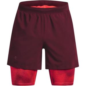 imageUnder Armour Mens Launch Run 5inch 2in1 Shorts600 Dark Maroon  Beta  Reflective