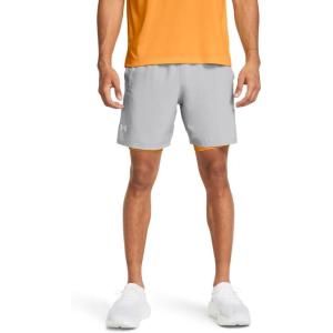 imageUnder Armour Mens Launch Run 7inch 2in1 Shorts011 Mod Gray  Nova Orange  Reflective