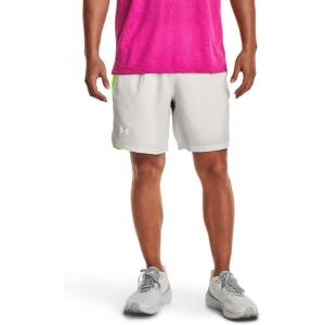 imageUnder Armour Mens Launch Stretch Woven 7inch Shorts006 Gray Mist  Lime Surge  Reflective
