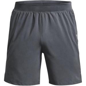 imageUnder Armour Mens Launch Stretch Woven 7inch Shorts015 Pitch Gray  Fuse Teal  Reflective