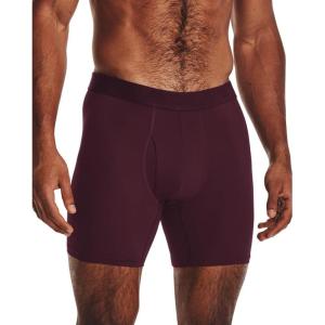 imageUnder Armour Mens MultiPack Performance Tech Mesh Boxerjock Brief 6quot Inseam AllDay Comfort600 Dark Maroon   Mod Gray