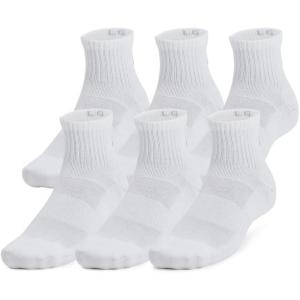 imageUnder Armour UnisexAdult Training Cotton Quarter Socks 6 Pack100 White  White  Black