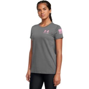 imageUnder Armour Womens New Freedom Logo TShirt026 Castlerock   Meta Pink