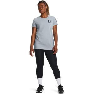 imageUnder Armour Womens New Freedom Logo TShirt466 Harbor Blue Medium Heather   Downpour Gray