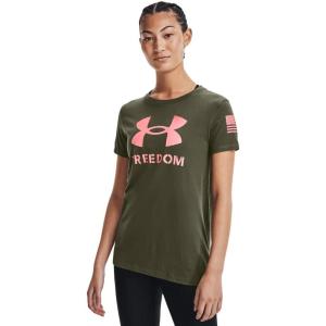 imageUnder Armour Womens New Freedom Logo TShirtMarine Od Green 390Pink Sands