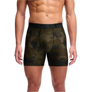 imageUnder Armour mens Performance Tech Mesh Print Singles 6quot Inseam Boxer BriefBaroque Green