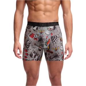 imageUnder Armour mens Performance Tech Mesh Print Singles 6quot Inseam Boxer BriefBlackGrey