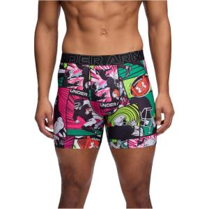 imageUnder Armour mens Performance Tech Mesh Print Singles 6quot Inseam Boxer BriefBlackWhite  Single