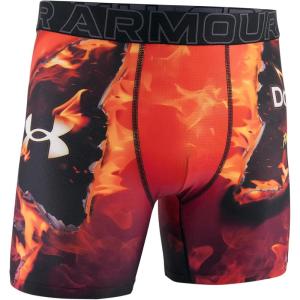imageUnder Armour mens Performance Tech Mesh Print Singles 6quot Inseam Boxer BriefDoriton BlackRed