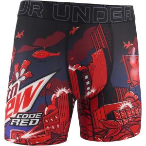 imageUnder Armour mens Performance Tech Mesh Print Singles 6quot Inseam Boxer BriefLava Red