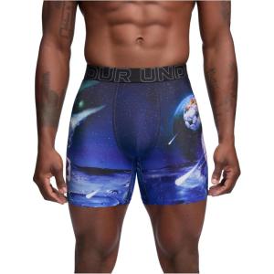 imageUnder Armour mens Performance Tech Mesh Print Singles 6quot Inseam Boxer BriefMidnight Navy  Single