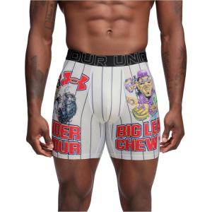 imageUnder Armour mens Performance Tech Mesh Print Singles 6quot Inseam Boxer BriefWhite Big League Chew  Single