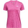 imageUnder Armour Womens Tech Twist Short Sleeve V Neck672 Super Pink   White