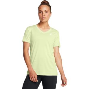 imageUnder Armour Womens Tech Twist Short Sleeve V Neck383 Retro Green   White