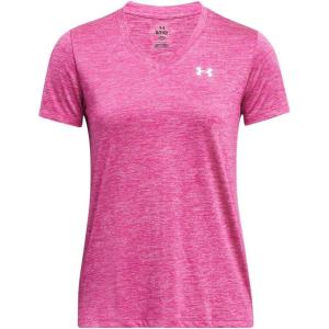 imageUnder Armour Womens Tech Twist Short Sleeve V Neck652 Rebel Pink  Pink Elixir  White