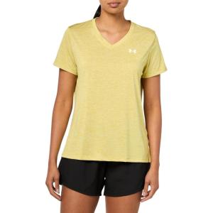 imageUnder Armour Womens Tech Twist Short Sleeve V Neck729 Yellow Shade   White