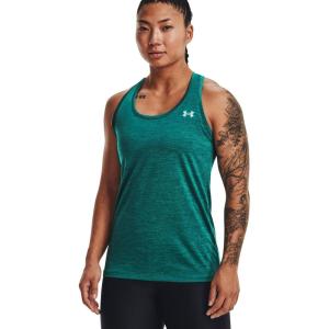 imageUnder Armour Womens Tech Twist Tank Top722 Coastal Teal  Baja Blue  Metallic Silver
