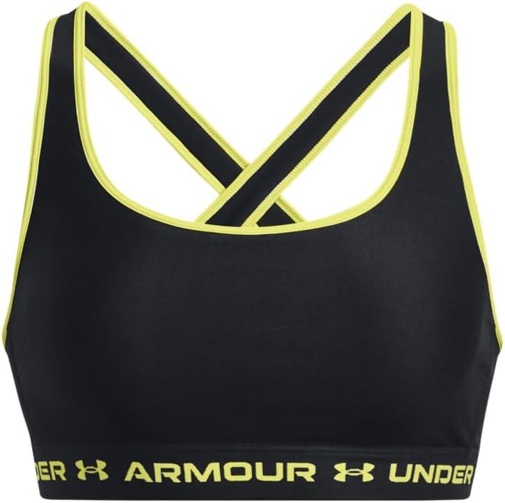 imageUnder Armour Womens CrossBack Mid Bra003 Black   Lime Yellow