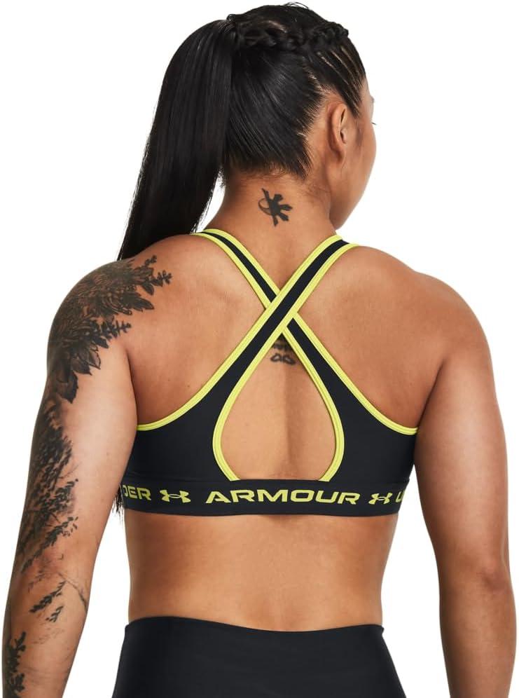 imageUnder Armour Womens CrossBack Mid Bra003 Black   Lime Yellow