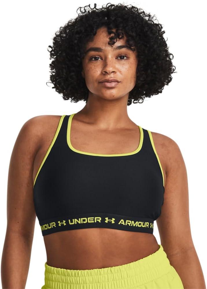 imageUnder Armour Womens CrossBack Mid Bra003 Black   Lime Yellow