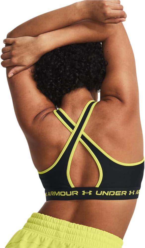 imageUnder Armour Womens CrossBack Mid Bra003 Black   Lime Yellow