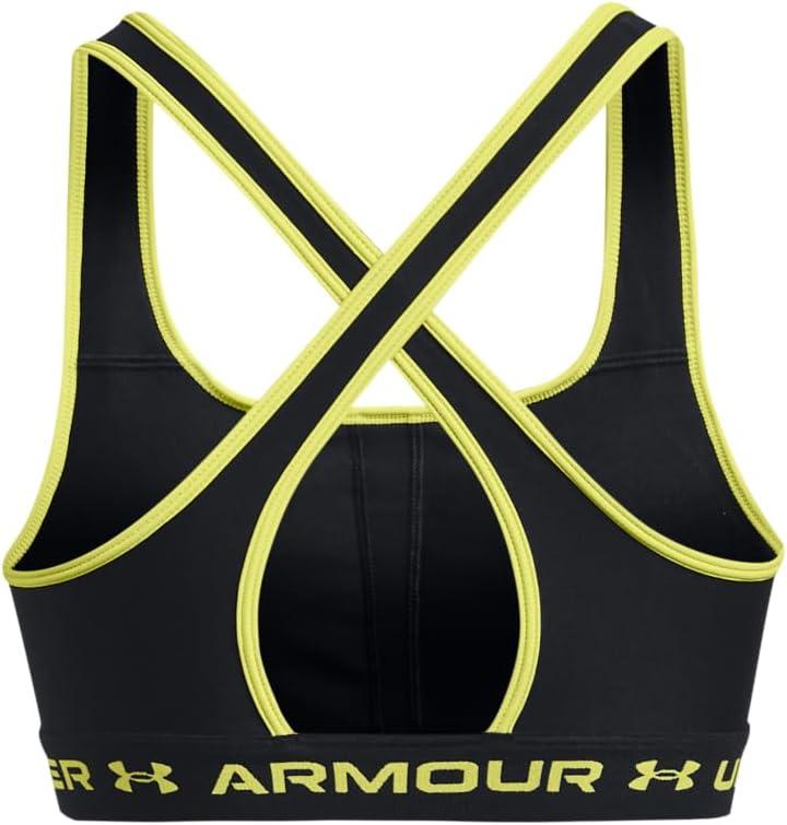 imageUnder Armour Womens CrossBack Mid Bra003 Black   Lime Yellow