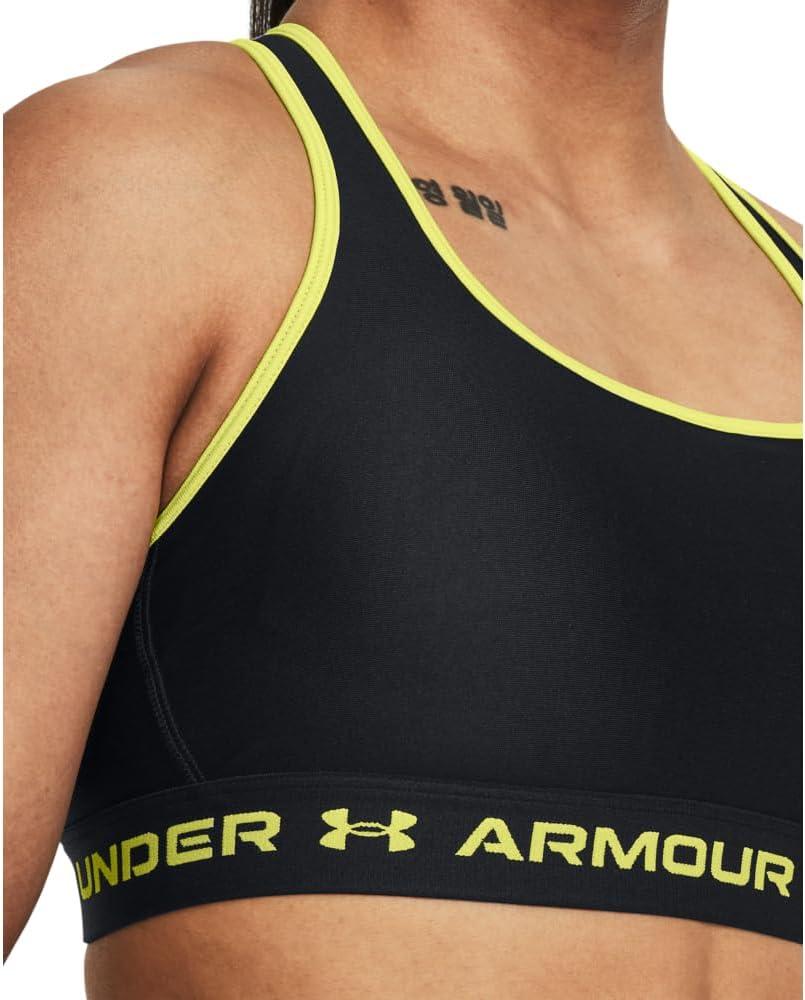 imageUnder Armour Womens CrossBack Mid Bra003 Black   Lime Yellow