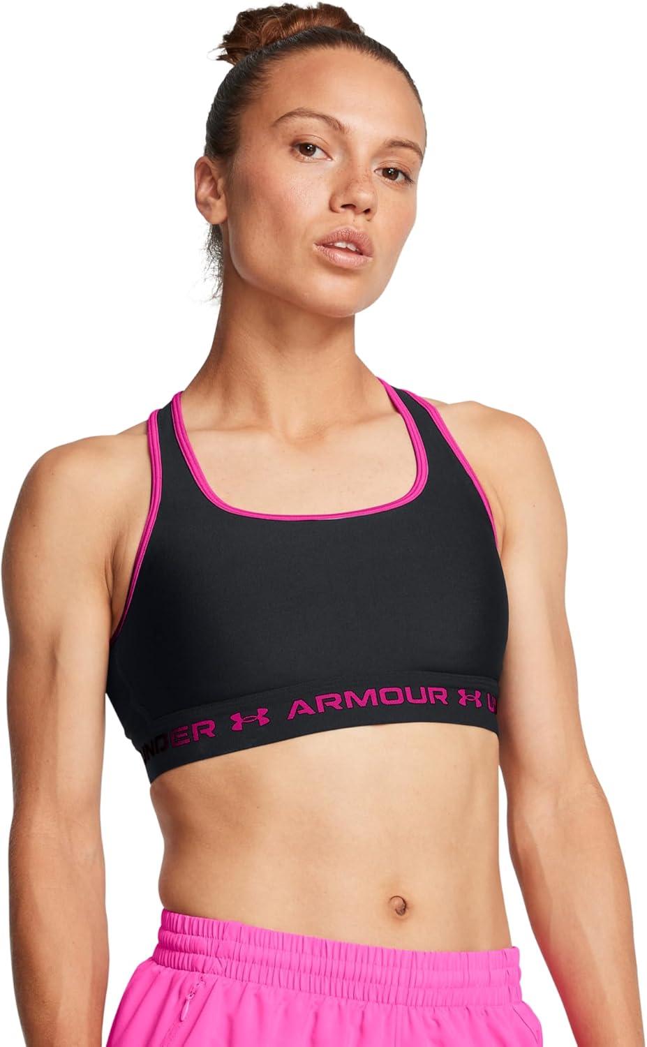 imageUnder Armour Womens CrossBack Mid Bra005 Black  Rebel Pink  Rebel Pink