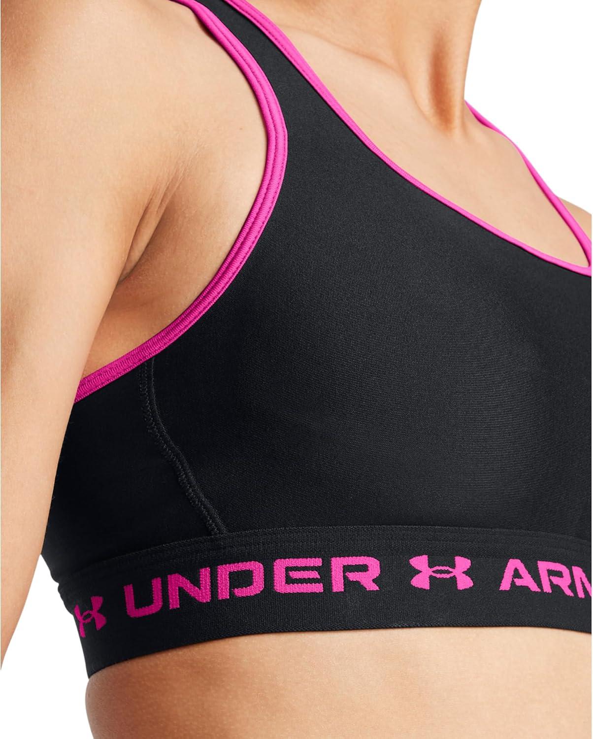 imageUnder Armour Womens CrossBack Mid Bra005 Black  Rebel Pink  Rebel Pink