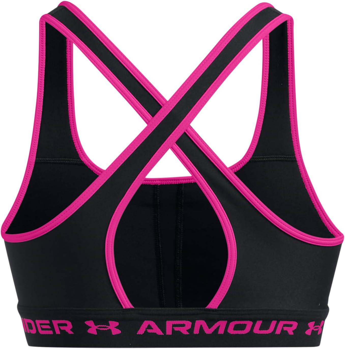 imageUnder Armour Womens CrossBack Mid Bra005 Black  Rebel Pink  Rebel Pink