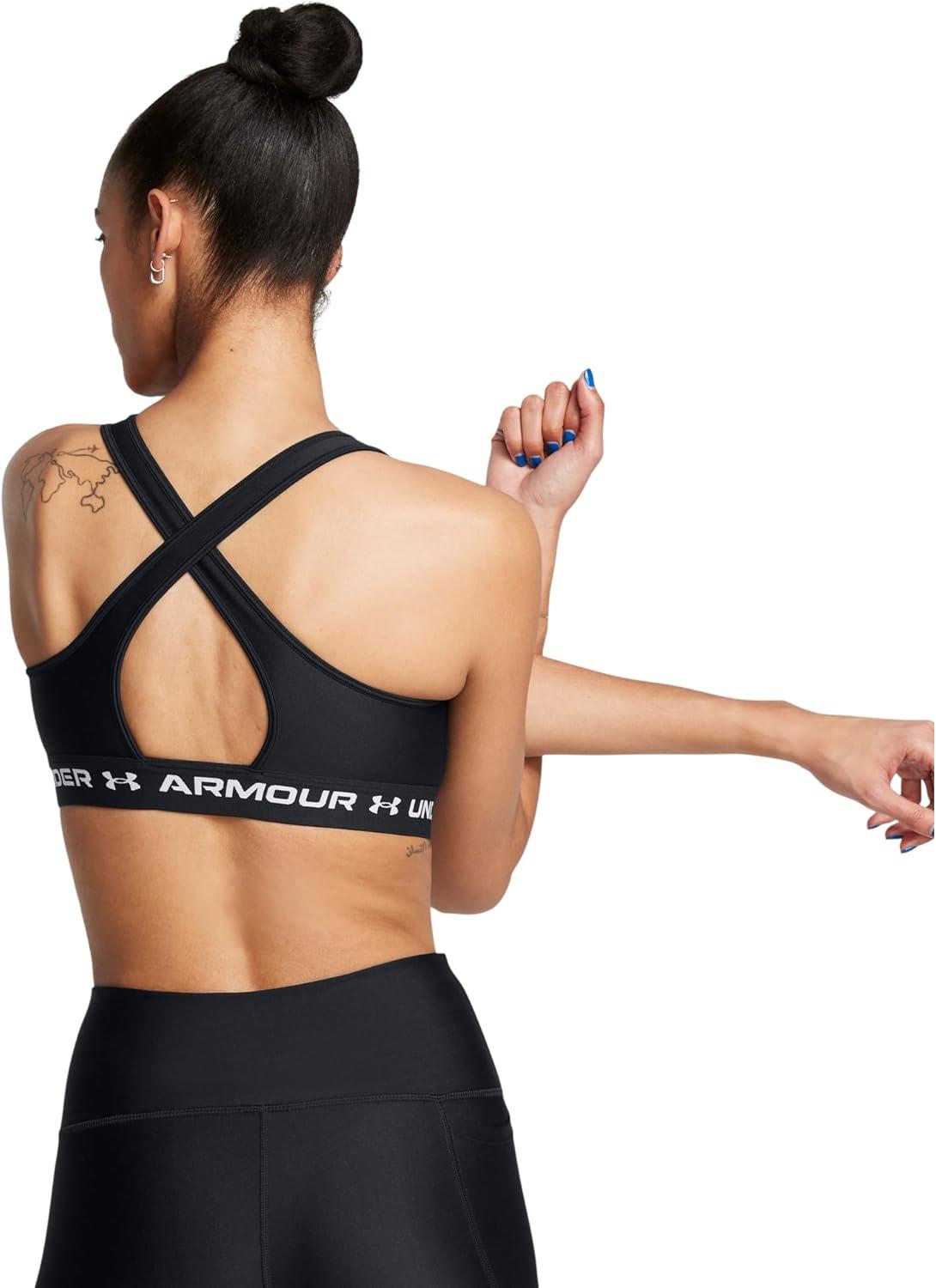 imageUnder Armour Womens CrossBack Mid Bra006 Black  Black  White