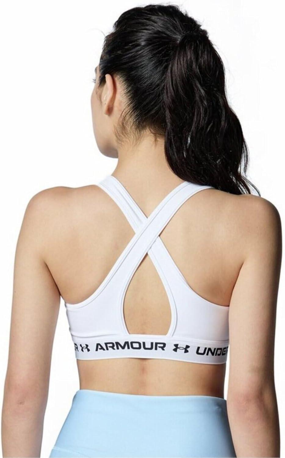 imageUnder Armour Womens CrossBack Mid Bra101 White  White  Black