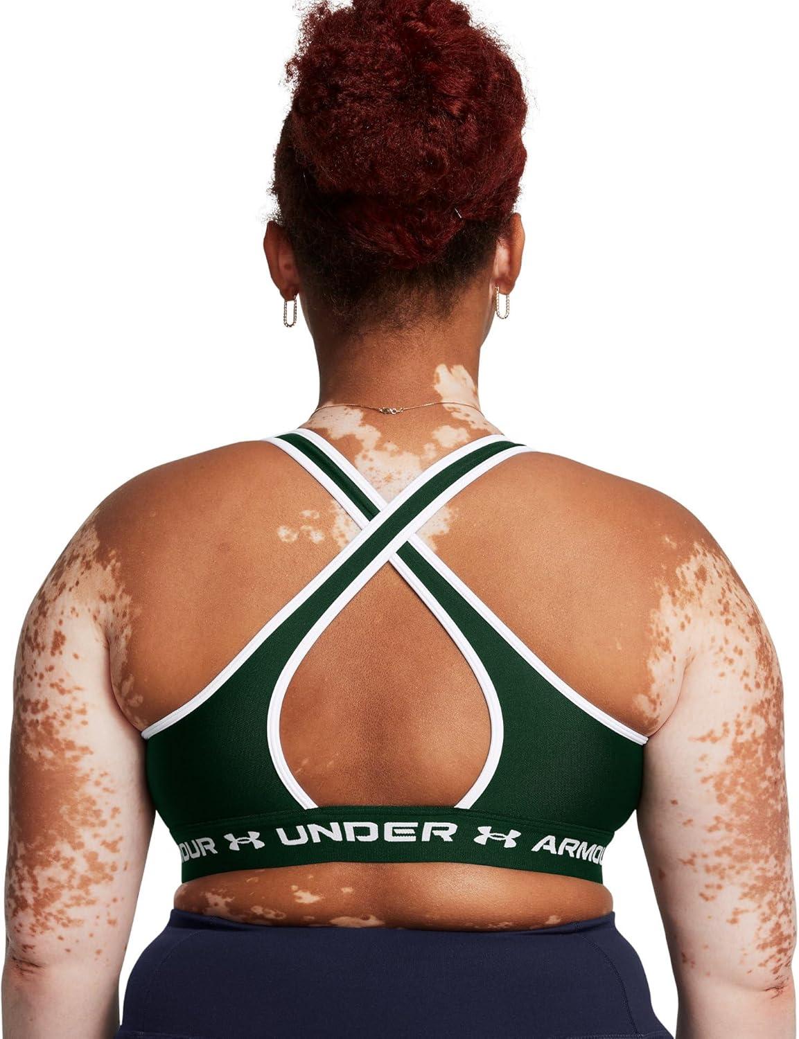 imageUnder Armour Womens CrossBack Mid Bra301 Forest Green  White  White