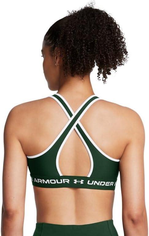 imageUnder Armour Womens CrossBack Mid Bra301 Forest Green  White  White