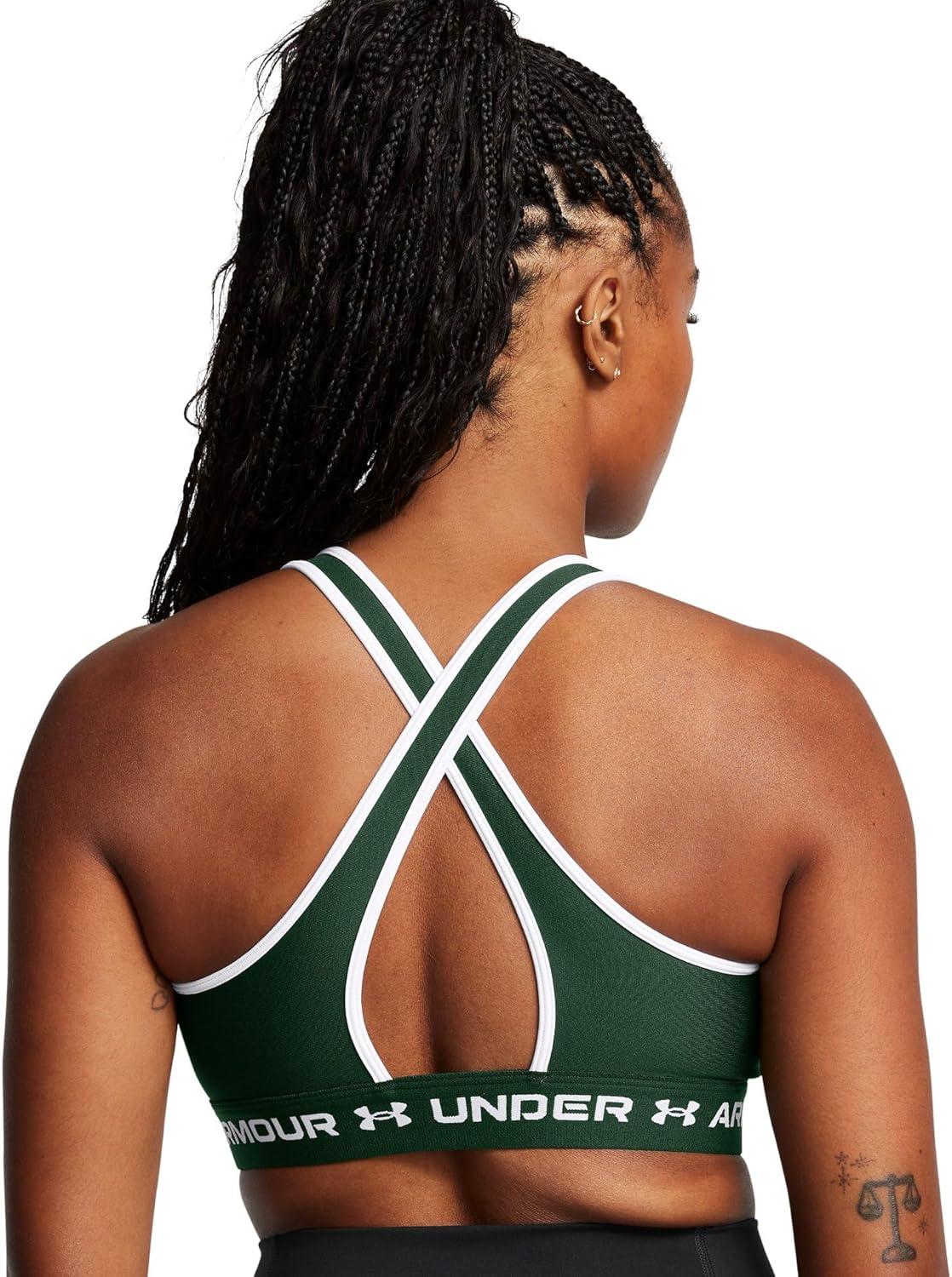 imageUnder Armour Womens CrossBack Mid Bra301 Forest Green  White  White