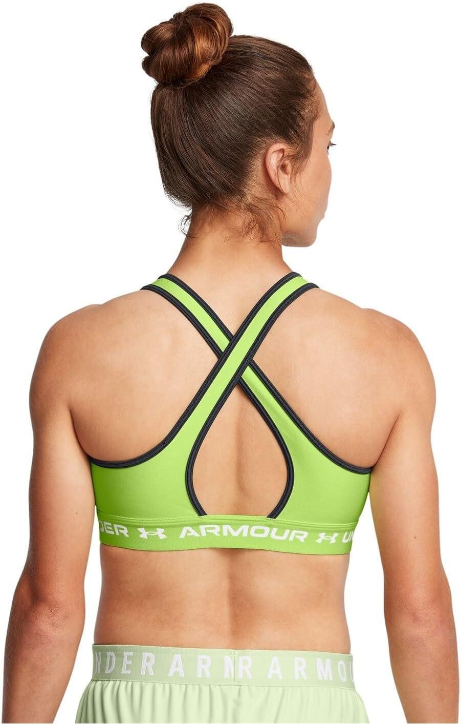 imageUnder Armour Womens CrossBack Mid Bra304 Morph Green   White