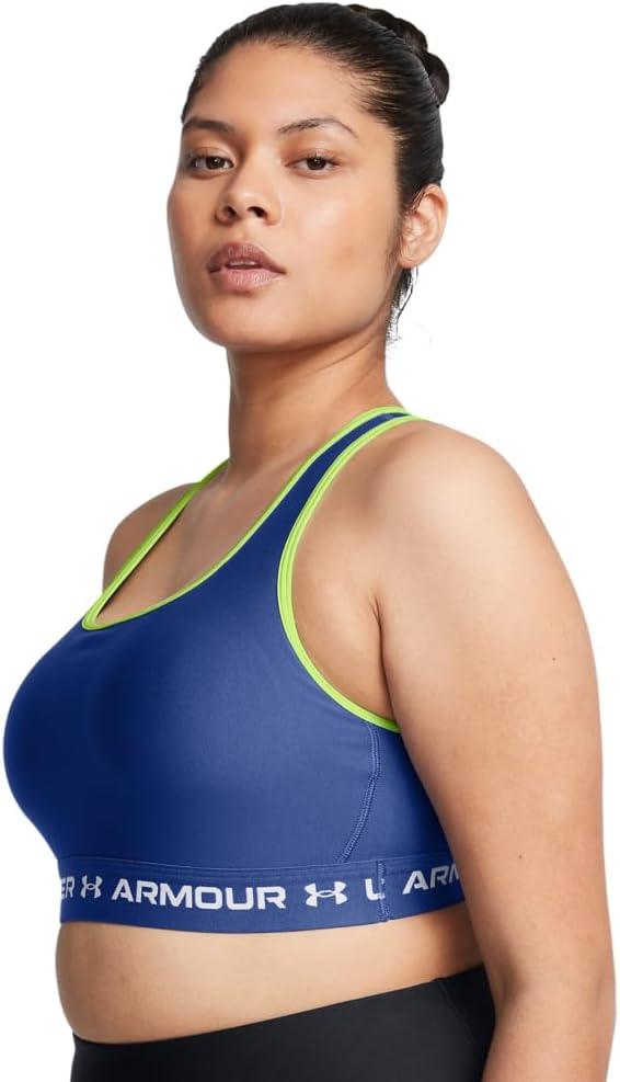 imageUnder Armour Womens CrossBack Mid Bra432 Tech Blue  Retro Green  White