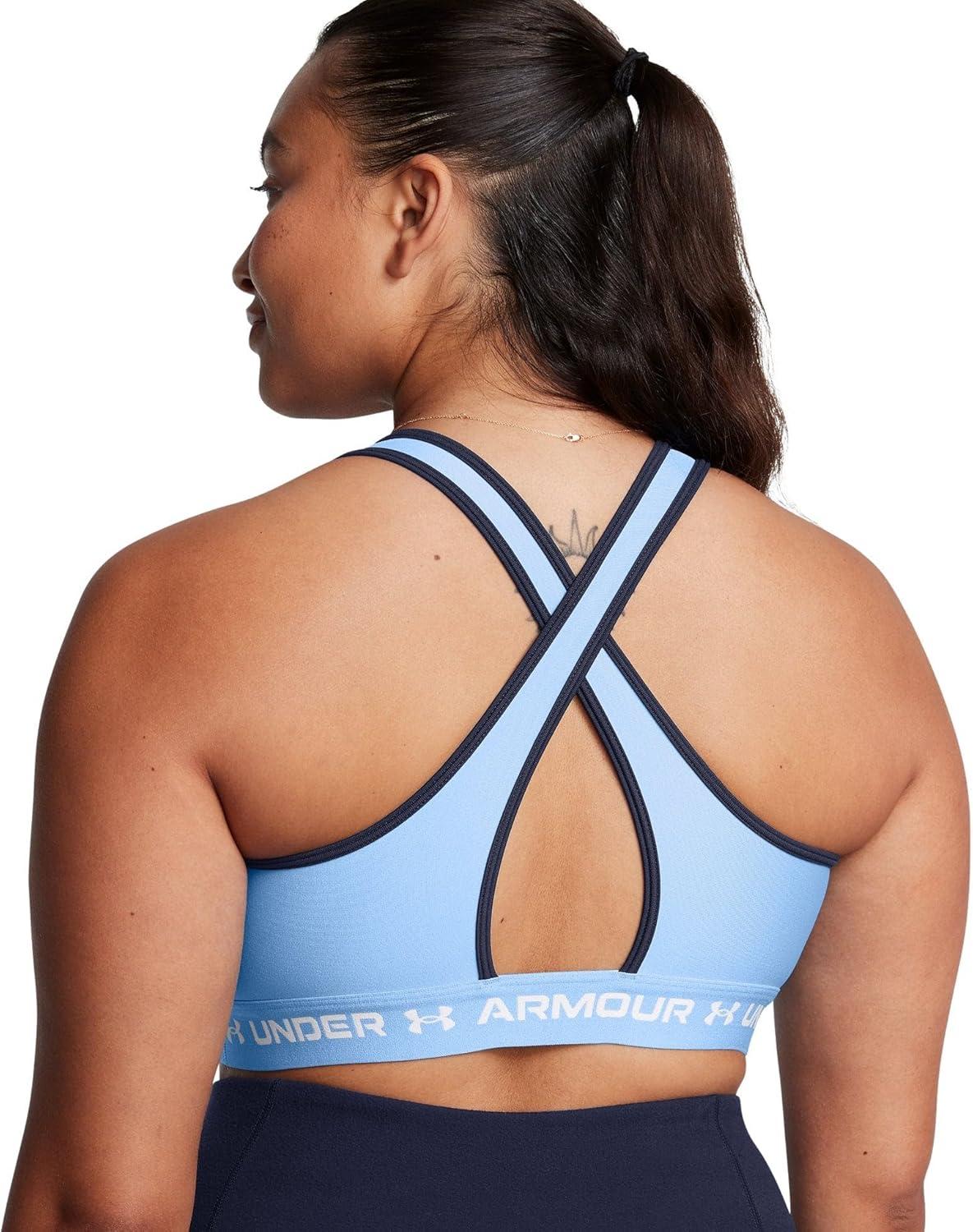imageUnder Armour Womens CrossBack Mid Bra465 Horizon Blue  Midnight Navy  White