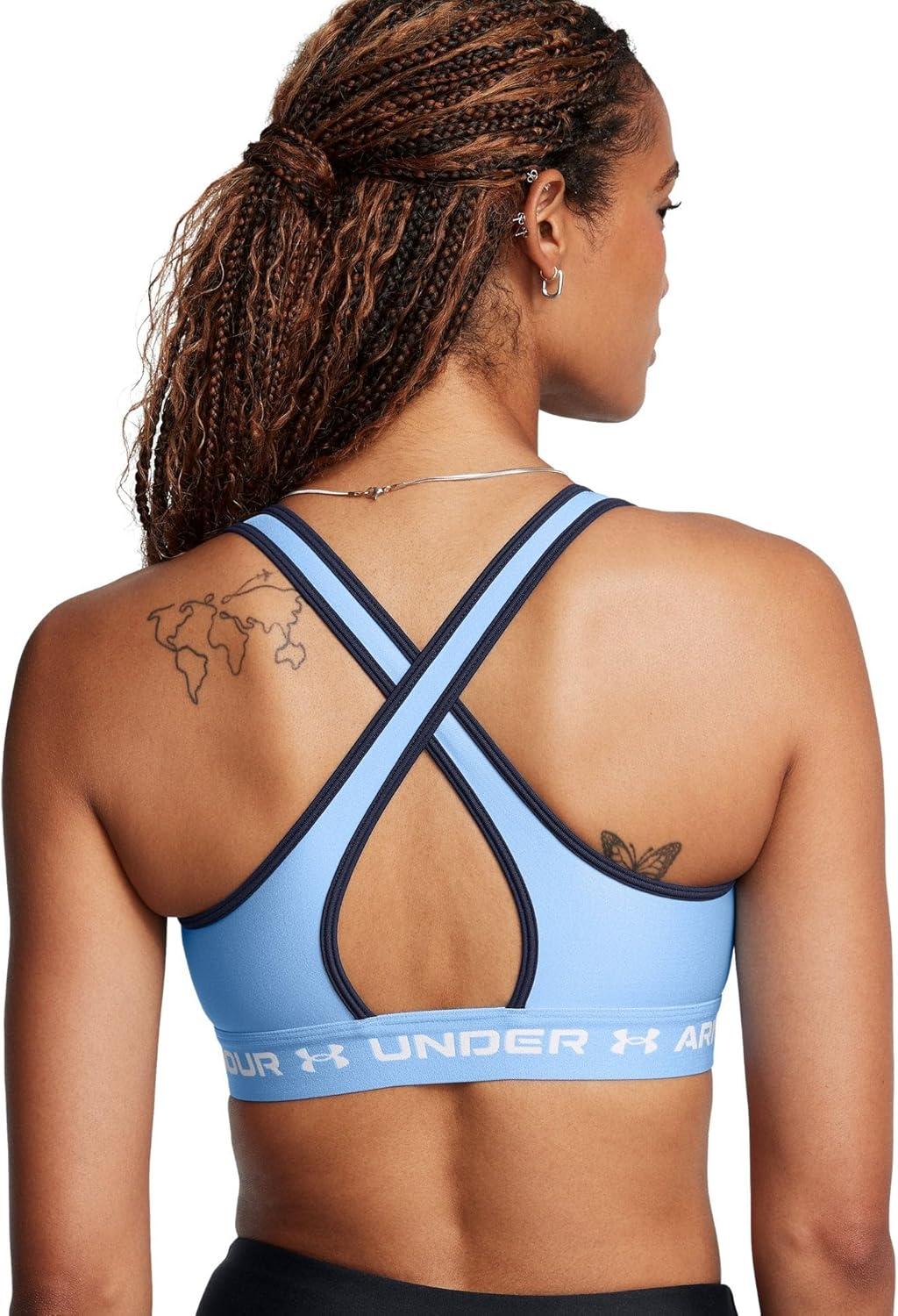 imageUnder Armour Womens CrossBack Mid Bra465 Horizon Blue  Midnight Navy  White