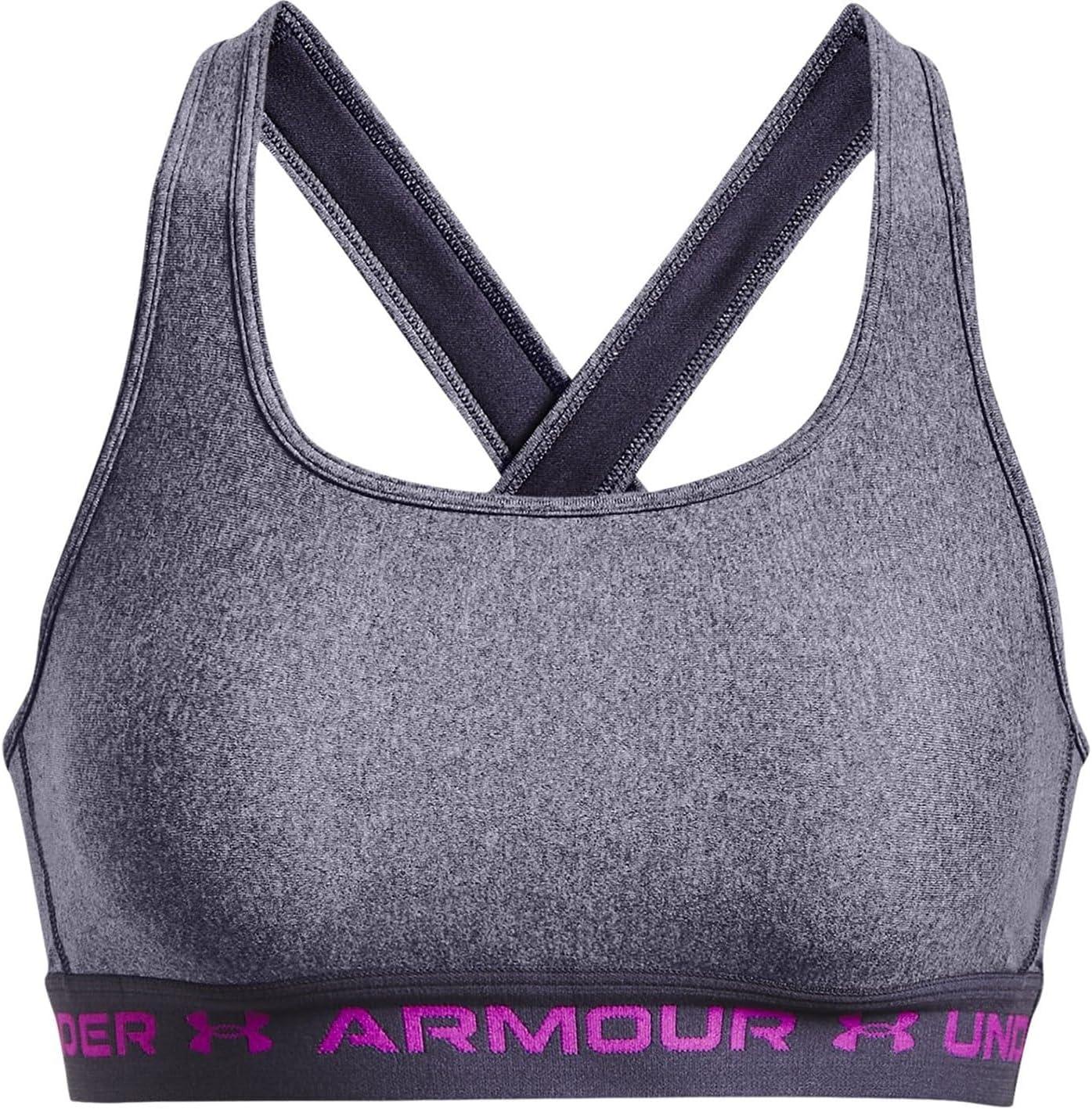 imageUnder Armour Womens CrossBack Mid Bra558 Tempered Steel Light Heather   Strobe