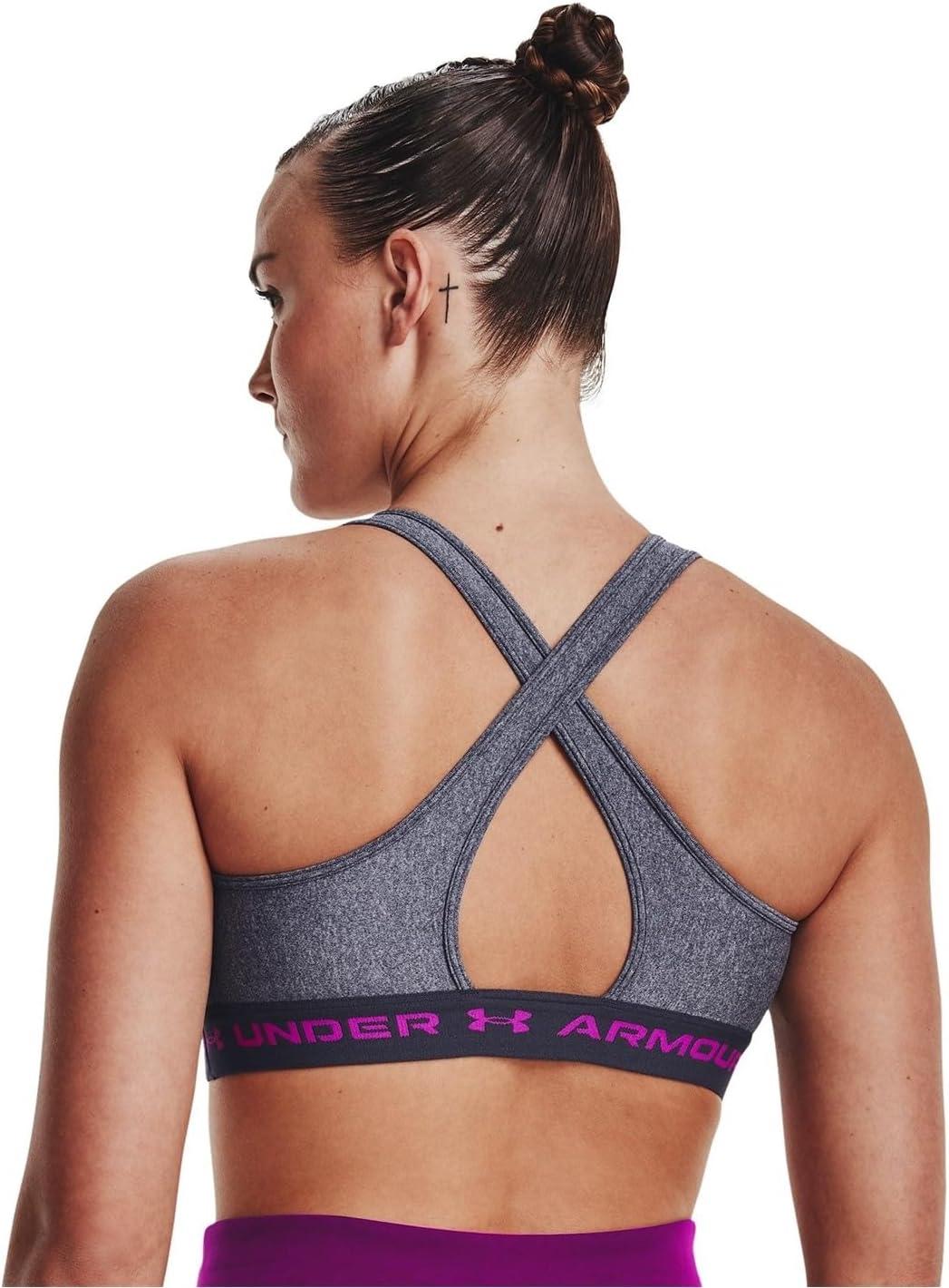 imageUnder Armour Womens CrossBack Mid Bra558 Tempered Steel Light Heather   Strobe