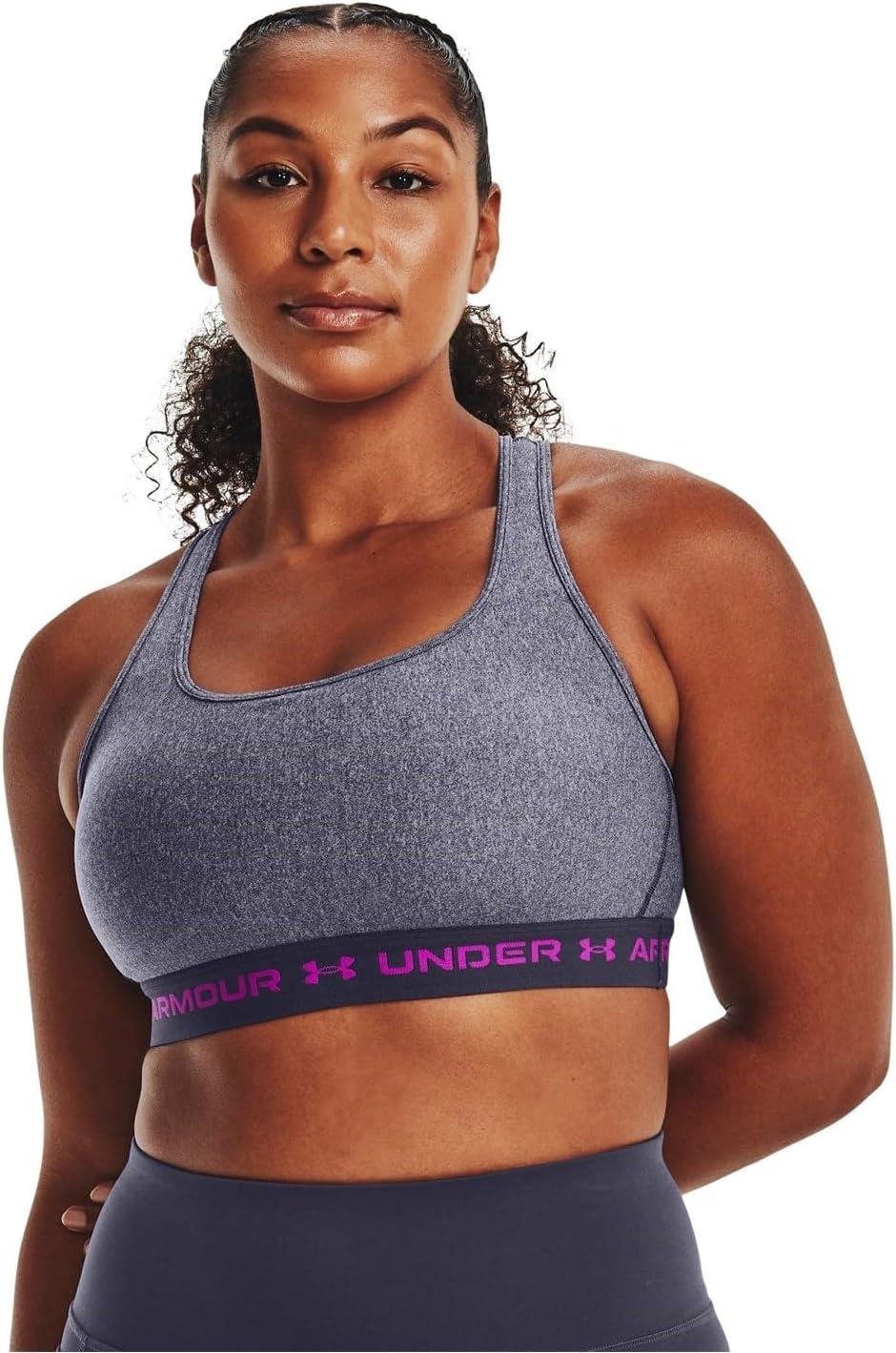 imageUnder Armour Womens CrossBack Mid Bra558 Tempered Steel Light Heather   Strobe