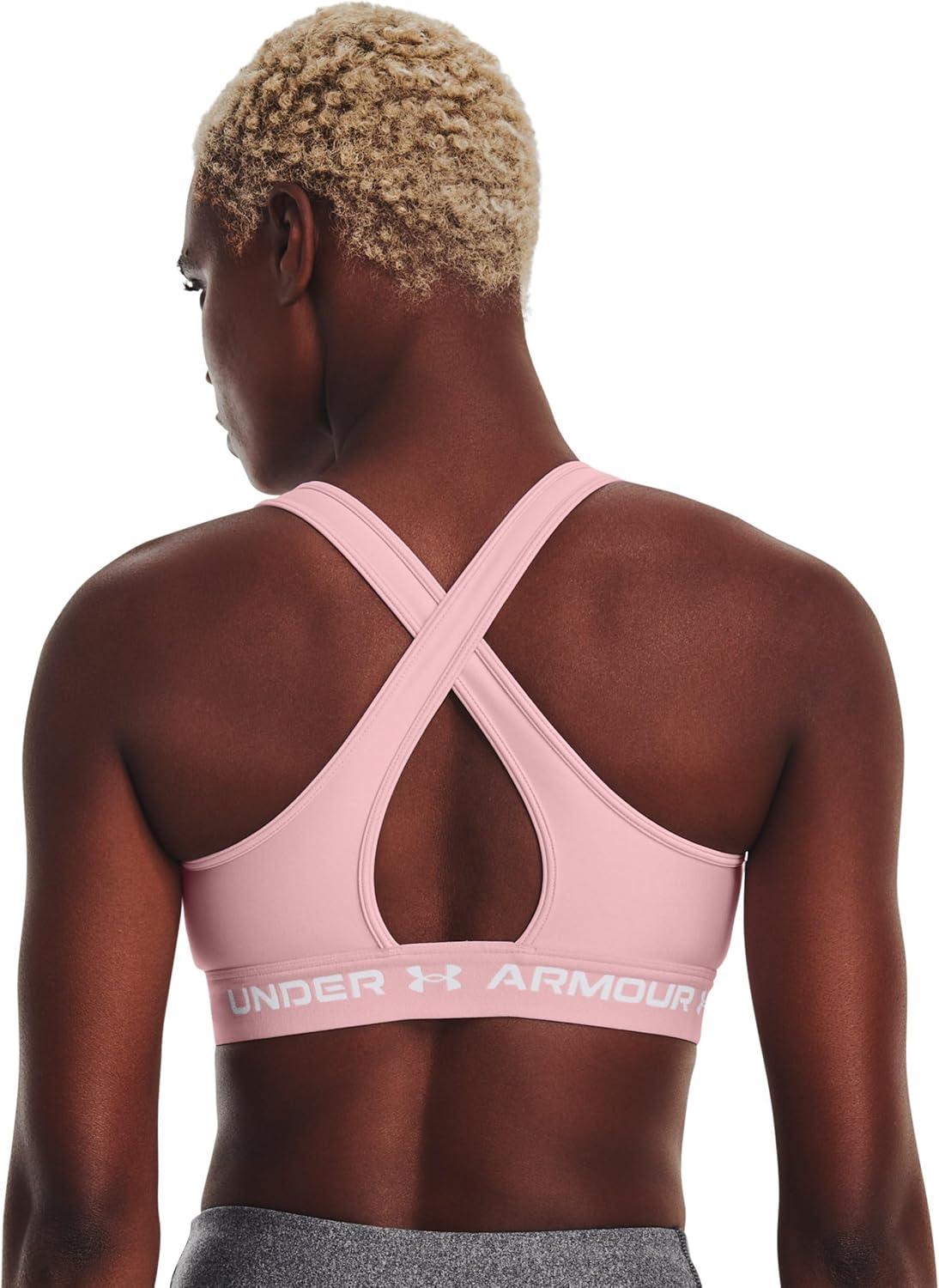 imageUnder Armour Womens CrossBack Mid Bra647 Prime Pink   White